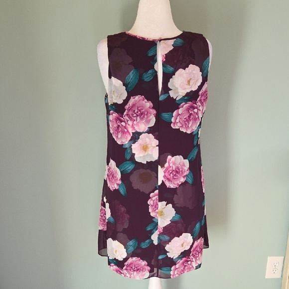 Jessica Howard Floral Midi Dress Purple With White And Pink Flowers Women's 14P - Picture 6 of 11
